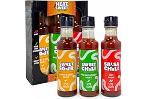 MIJOMA 3-częściowy zestaw sosów grillowych, sosy pikantne od łagodnego do bardzo ostrego sosu chili, łagodny sos mango, pikantny sos z czerwonej papryki, ostry sos pieprzowy Chipotle, zestaw upominkowy