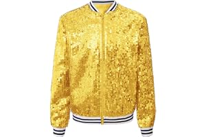 Alvivi barn paljettjacka pojkar flickor glitter baseball jacka långärmad sweatjacka rock jazz hip hop disco party danskostym