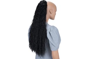 CAISHA by PRETTYSHOP 65cm Coda Capelli Hannah Con Chiusura In Velcro Capelli Extensions Finta Ondulato Nero HCW101