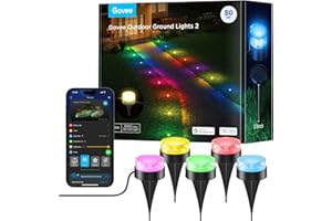 ‎GOVEE Govee Bodenleuchten Außenbereich 15m, IP67 Wasserdichte Bodenstrahler, 100 Lumen RGBIC mit Warmweiß, App-Steuerung, Gehwegbeleuchtung mit 63 Szenenmodi, Synchronisierung mit Musik,15er-Pack