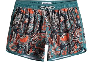 MaaMgic Costume da Bagno Corti Uomo Stile Retro Vintage 4-Way Stretch con Fodera in Mesh Transpirante e Asciugatura Rapida per Vacanze al Mare