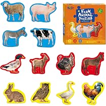 12 Tierpuzzles Für Kinder – 48 Teile, Mit Fußabdruck-Anleitung, Für Vorschulkinder