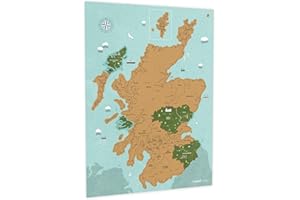 Uncover Maps Scotland Scratch Off Map - A2 Travel Poster with Illustrated Landmarks and NC500 - Unique Camper Van Accessory, Classroom Map or Wall Art Gift