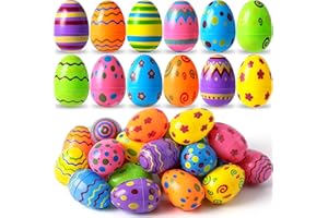 JOYIN Toy 36 PCs Plastik gedruckte helle Ostereier, über 3,15 '' groß für Osterjagd, Korb -Stoffer -Füllstoffe, Klassenzimmerpreisvorräte, Füllungen und Partygefallen