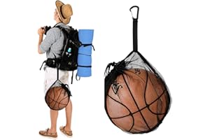 Nogeqi Rete da pallacanestro per zaino, 40 x 33 cm, portatile, rete da pallacanestro, borsa a rete per pallavolo, pallamano