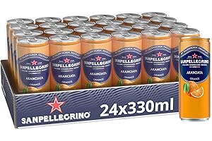 ‎SAN PELLEGRINO San Pellegrino Aranciata Orangen-Limonade mit 16% Orangensaft (aus Konzentrat), 24er Pack (24 x 330ml) Einweg-Dosen