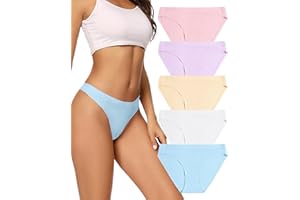 VOENXE Damska bielizna bikini, bezszwowe oddychające majtki damskie, wygodne niewidoczne majtki, wielopak bez VPL, rozciągliwe majtki dla kobiet, 5-pak