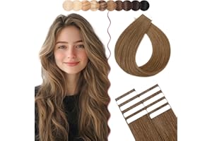 30cm SEGO Extensiones Adhesivas Pelo Natural 10PCS [#4 Castaño Medio] Cinta Adhesiva Invisible Sin Clips 100% Remy Liso Cabello Humano Auténtico (10g)