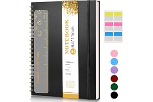 A4 Spiral Notebook for Business and School - College Ruled 8.5" x 11" Journals for Men and Women, Durable Plastic Hardcover & 100 GSM Lined Paper, Ideal for Notes & Meetings (Black)