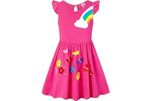 SFreeBo Vestito Bambina Unicorno Arcobaleno Vestiti Bambina Maniche Lunghe Ricami Stampati Abito Bambina 3-8 Anni