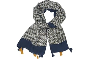 ittu Foulard Femme en viscose, Echarpe Bleu Marine, Jaune Moutarde, Rouge, Noir, vert, Idée cadeau anniversaire, saint valentin [Taille: 190cm sur 90cm]