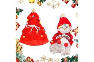 PWSAP Mantello Natalizio Cane Forma di Albero, Costume da Compagnia Natalizio,Vestiti Natale Gatto Cane (Rosso)