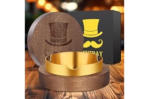 LULLEA Posacenere in legno con coperchio a prova di odore, per interni ed esterni, per sigarette, sigari, cappelli e baffi, regalo di compleanno, regalo di Natale per uomini e papà, con inserto in