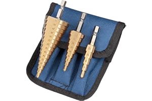 UK DRILLS THE PROFESSIONALS CHOICE UK Drills HSS Step Drill Bits Set Titanium Coated 3pc 4-32mm for Drilling on Hard Metal, Stainless Steel, Cast Iron