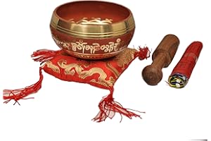Tibetische Klangschalen-Set von Dharma Store – mit traditionellem Design, tibetisch-buddhistische Gebetsflagge – handgefertigt in Nepal rot