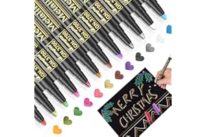 BAOZUN Water based metak, Metallic Stifte 12 Farben Glitzerstifte Metallic Marker Pens Acrylstifte für Scrapbook Album, Gästebuch Hochzeit/Geburtstag, Fotoalbum Schwarze Seiten, Bastelsachen (12 Farben)