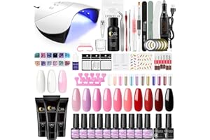 COSCELIA 10pz Set di Smalti per Unghie UV con Lampada UV/LED da 36W, 3pz Gel per Estensione per Unghie e Fresa, Gel Unghie Kit Completo per Principianti