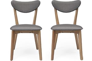 Homely - Pack de 2 sillas de Comedor de diseño nórdico MELAKA, Estructura y Patas en Madera de Roble Acabado Natural, Respaldo y Asiento tapizados en Tela de Color Gris, de 44x54x78,5 cm