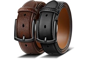 BULLIANT Ceinture Hommes 2 Pack Ceinture Cuir avec 7 Trous,Confortable pour Costumes,Habillés et Jeans,Largeur de 35mm