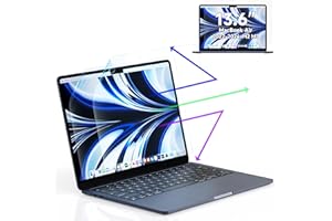 PROTESCREEN 2 Unités Protection écran pour MacBook Air 13.6 Pouces (2022-2025,M2,M3,M4 Chip), Filtre Anti Lumiere Bleue Protege Ecran pour Mac Air 13" 2024, Laptop Anti Rayures Ecran Protecteur -A3240 A3113 A2681