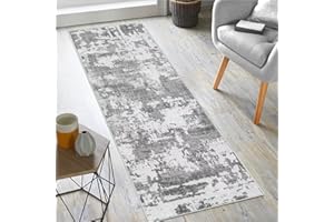 JURLEA Tappeto per corridoio Tappeto antiscivolo per corridoi cucina e soggiorno Non perde è lavabile e leggero (60 x 240 cm, Crema/Grigio)