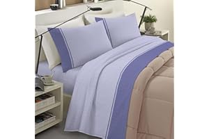 BANZAII TEXTILE INNOVATOR ONLINE Banzaii Completo Lenzuola Invernale Felpate in Flanella Anti-Pilling 100% Cotone Singolo (per Materasso 80/90 cm, Altezza Fino a 35 cm) Ida Blu