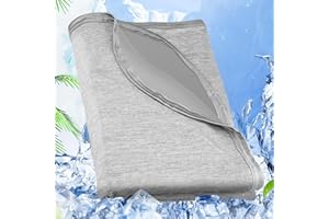 SIVQIKE Cooling Blanket 200 x 220 cm - Lightweight Summer Blanket with Arc-Chill Cooling Fibres (Q-Max > 0.45), 2-in-1 Double-Sided Blanket for Bed, Sofa, Travel & Children