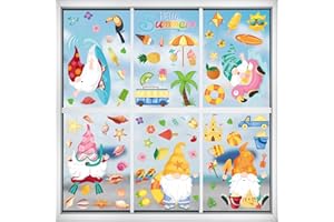 YKDLLF 9pcs Decoration sticker window Glass Double Side Flower window Glass vinil Spring and Summer Beverage Swimming Pegatinas de playa para ventanas en la playa pegatinas de playa para