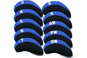 AMRTA Golf Club Iron Head Cover 10 Pack Protective Head Cover Fit All Iron Clubs Black Blue Orange Green