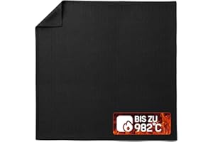 EVOCAMP Feuerfeste Unterlage 60x60 cm – Hitzebeständige Schutzmatte bis 982 °C aus voroxidierten Fasern – Brandschutzmatte für Büro, Küche, Werkstatt und Camping – Schwarz