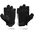 Power Gloves 3.0 - Durable Half Finger Weightlifting Gloves with Adjustable Wrist Closure, Breathable Leather Palm, Men's, Black, Small