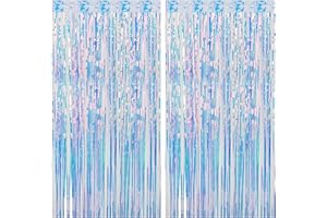 FLETORIN 2 Piezas Cortinas Cumpleaños, Cortina Decoracion Vistoso, Cortina Metálicas Foil Fringe Decor, Fondo Decoracion Fiesta, Cortinas Metálica Para Decoración Pared Boda Halloween Cumpleaños Fiestas