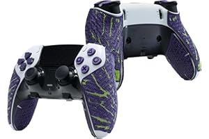 Controller Grips for PS5 DualSense Edge, Skin kit, Anti-Rutsch, Multi-Textur, Schweißabsorption, Vorgefertigte Griffstreifen, von SHADOW BOOLT (Lila & Grün)