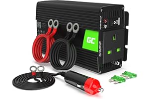 Green Cell® 300W/600W Modified Sine Wave Power Inverter 24V to 230V Car Lorry Voltage Converter incl. Plug for Cigarette Lighter, USB Charging Port and Direct Connection to Battery, UK Outlet Socket…