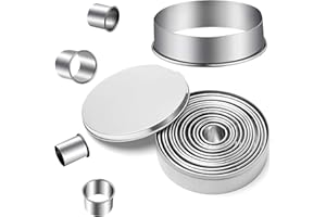 BGOBTY Coppapasta Rotondo,12 Pezzi Formine per Biscotti in Acciaio Inossidabile,Mini Coppapasta Tondo,Stampo per Biscotti Fondente con Scatola per Pasticceria Ciambelle Fudge Mousse Torta (Rotondo)