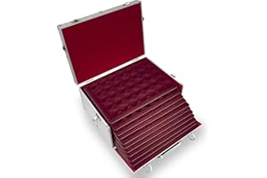 MC.Sammler Portamonete in alluminio con 11 portamonete per 385 pezzi 10 | 20 | 25 Euro | 10 monete DM in capsule fino a 37,7 mm (senza capsule)