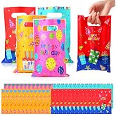 Brencco 50 Children's Birthday Bags, 16.5 x 25 cm, 4 Colours | Birthday Gift Bags for Treats and Small Toys, Ideal for Childr