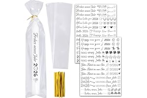 BOOMTOP Kerzen Tattoo Silvester 2026 2Blatt Kerzen Tattoos Aufkleber Frohes Neues Jahr Rub On Sticker Neujahr mit 50x Kerzentüten Candle Bags Silvester Kerzensticker für Stabkerzen Tasse Schwarz