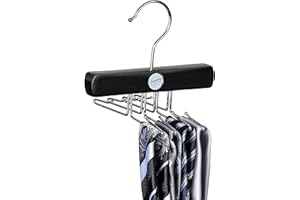 SUNNY SUNDAY ® Portacravatte in legno FSC ® certificato, nero - Portacinture, custodia per 24 cravatte (Barra per cravatte nera)