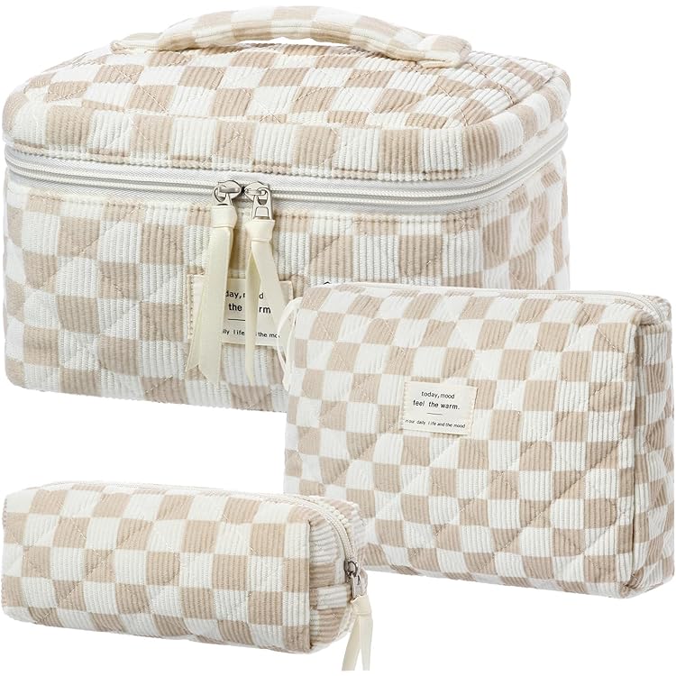 Lot de 3 trousses de maquillage avec fermeture éclair pour vacances