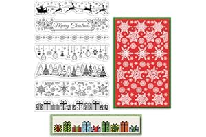 CRASPIRE Christmas Clear Stamps Silicone Stamp Seal Christmas Lace Tree Elk Holly Transparent Silicone Stamps for X'Mas EVE Card Making Decoration DIY Scrapbooking Embossing Album Decor Craft