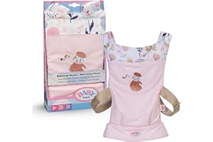 BABY born Marsupio – Porta bambola per bambini con 2 posizioni & cintura regolabile – Marsupio rosa con dettagli floreali – Accessorio per bambole da 36 cm & 43 cm