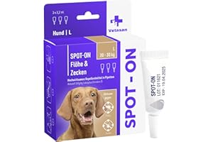 Vetasan Spot-ON für Hunde 20-30kg (L) | gegen Flöhe & Zecken | 3 Monate Schutz | HOCHWIRKSAM | Zeckenmittel für Hunde Zeckenschutz | Hundeflohmittel