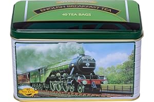 New English Teas Flying Scotsman Steam Train Tea Tin with 40 English Breakfast Tea Bags