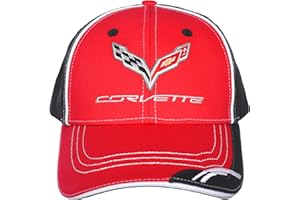 JH Design Group Men's Chevy Corvette C7 Logo Cap Adjustable Black Hat