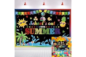 WANGRJ School's Out for The Summer Hintergrund 2023 Schuljahresende Party Hintergrund Glückwünsche Kinder Kindergarten Vorschule Grundschule Abschlussfeier Dekoration Zubehör (210 cm x 150 cm)