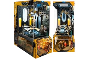 BuzzoXerex DIY Book Nook, Miniatures Nook avec Housse de Protection, Miniatur Haus Selber Bauen avec Lampes LED, Maquette en Bois a Construire avec Meublé (Art Déco)