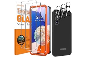 QsmQam 3 Pezzi Vetro Temperato per Samsung Galaxy A14 4G / 5G e 3 Pezzi Pellicola Fotocamera, Pellicola Prottetiva Anti Graffio, Durezza 9H, Senza Bolle, Vetro Protettivo per Samsung A14 4G/5G