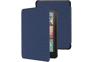 WALNEW Case for 7" All-New Kindle Paperwhite 12th Gen 2024 and Kindle Colorsoft Signature Edition, Premium PU Leather Protective Cover for Kindle Paperwhite with Auto Wake/Sleep (Navy Blue)