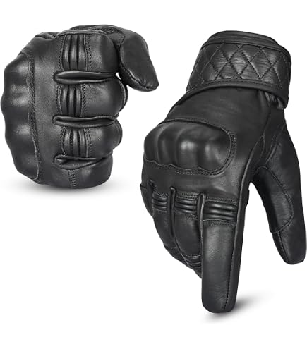 Leder-Motorradhandschuhe Mit Hartschalen-Knöchelschutz – Winddicht, Wasserabweisend & Touchscreen-tauglich